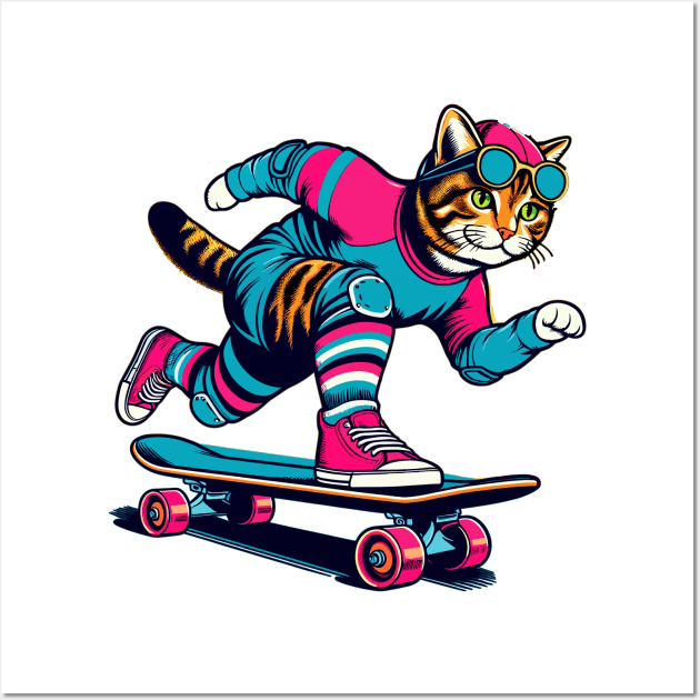 Skateboarding Cat Wall Art by Vehicles-Art